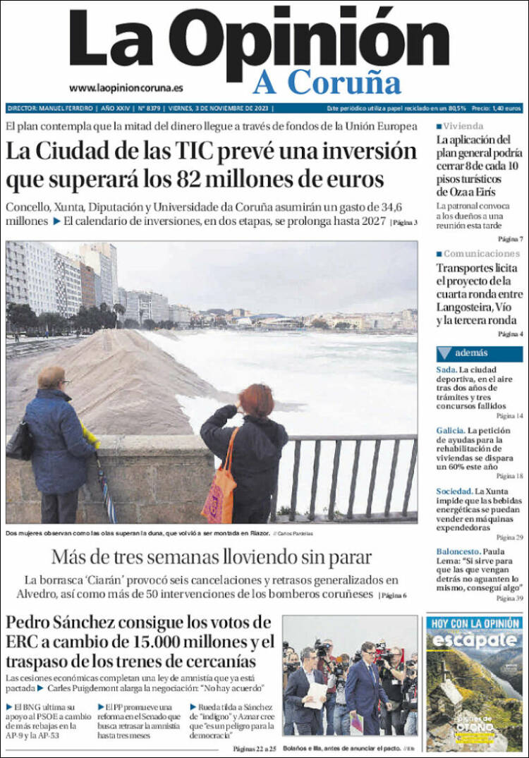 Portada de La Opinión de A Coruña (España)