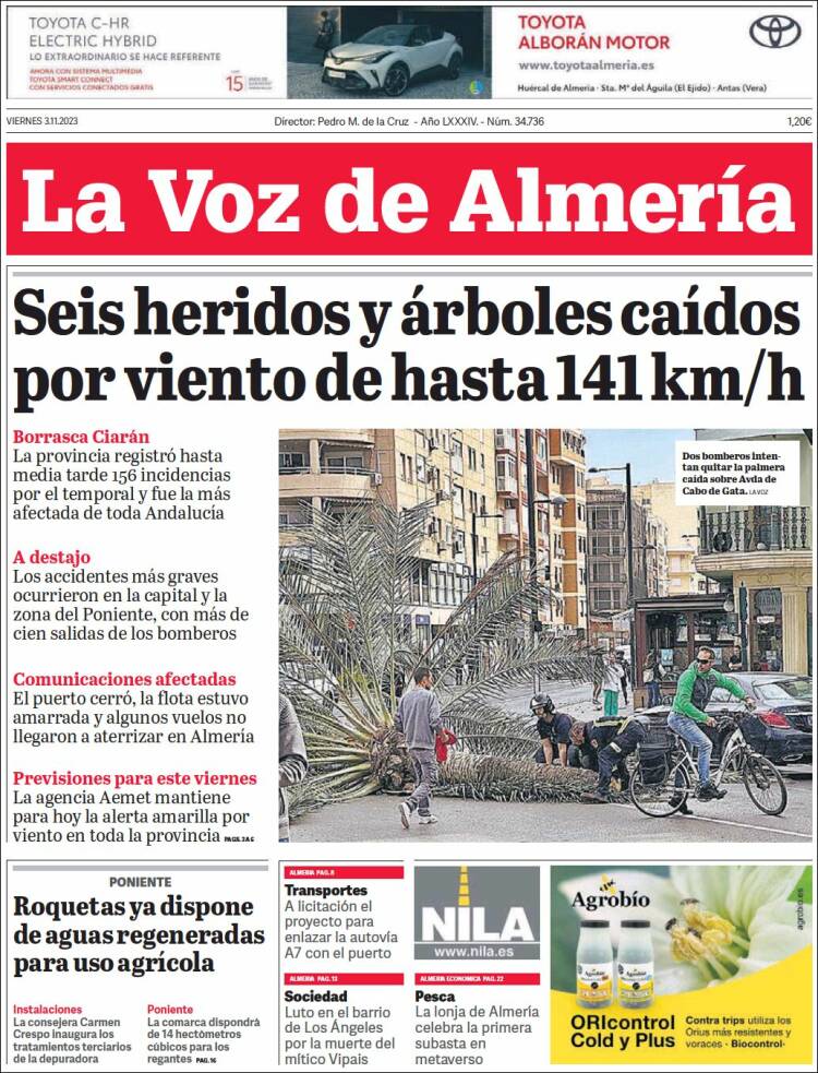 Portada de La Voz de Almería (España)