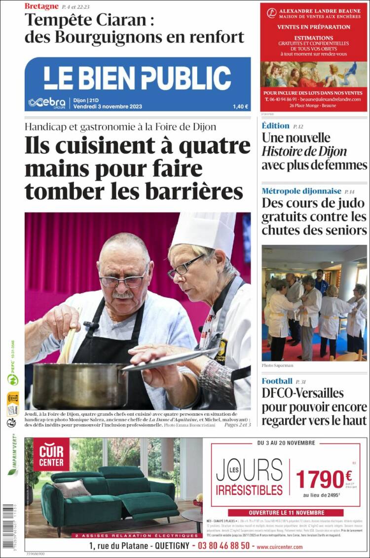 Portada de Le Bien Public (Francia)