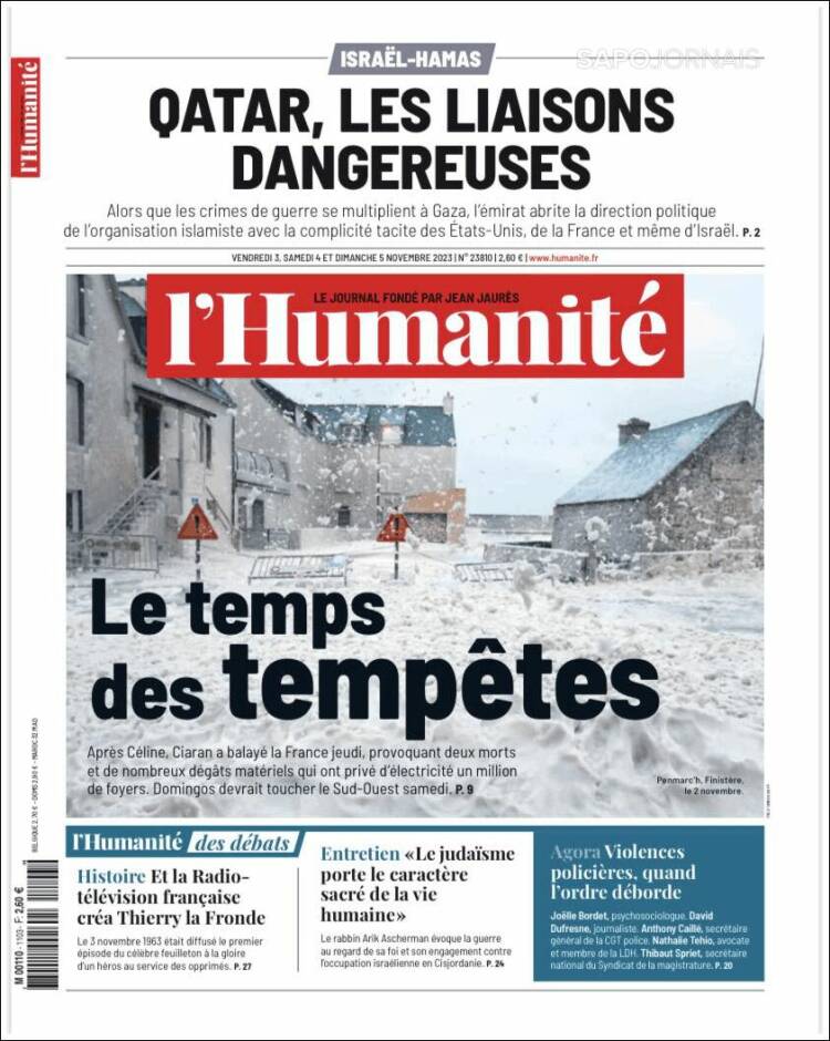 Portada de l'Humanite (Francia)