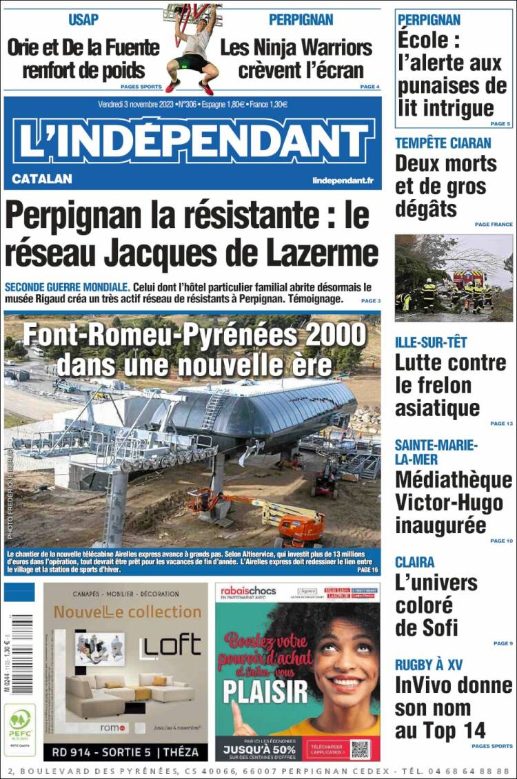 Portada de Le Indépendant (Francia)