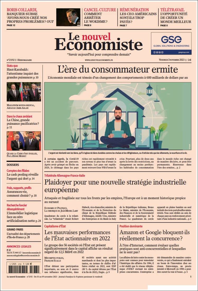 Portada de Le nouvel Economiste (Francia)
