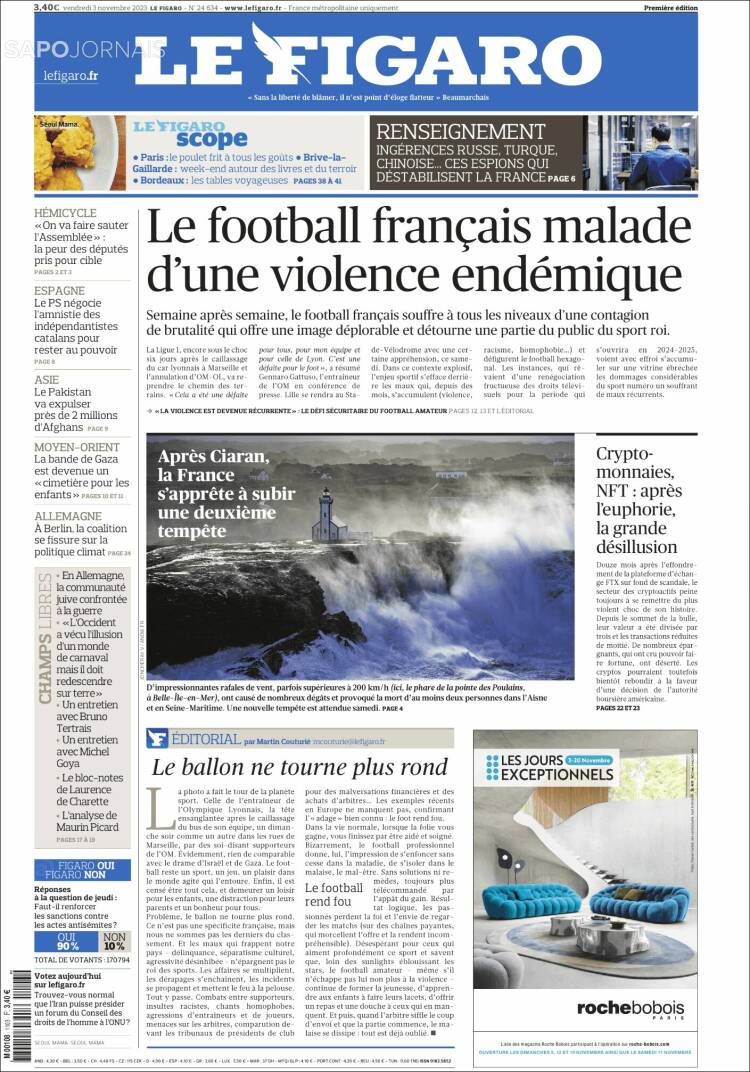 Portada de Le Figaro (Francia)