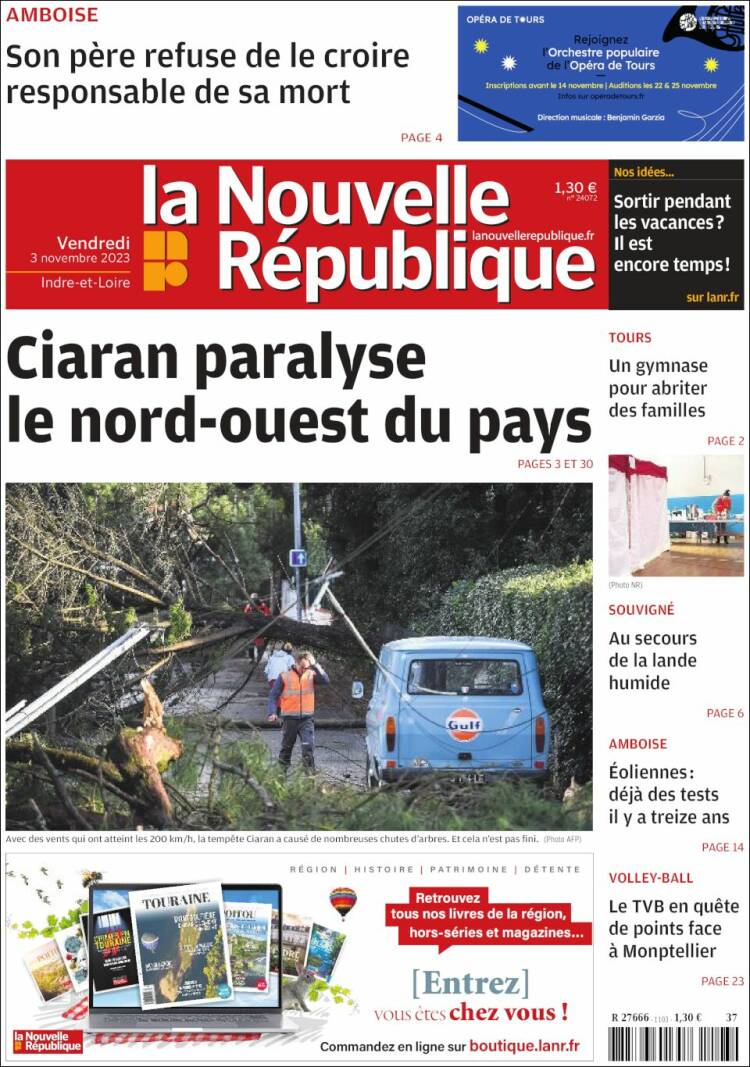 Portada de La Nouvelle Republique (Francia)