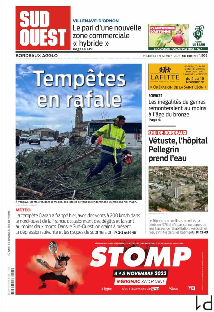 Portada de Sud Ouest (Francia)