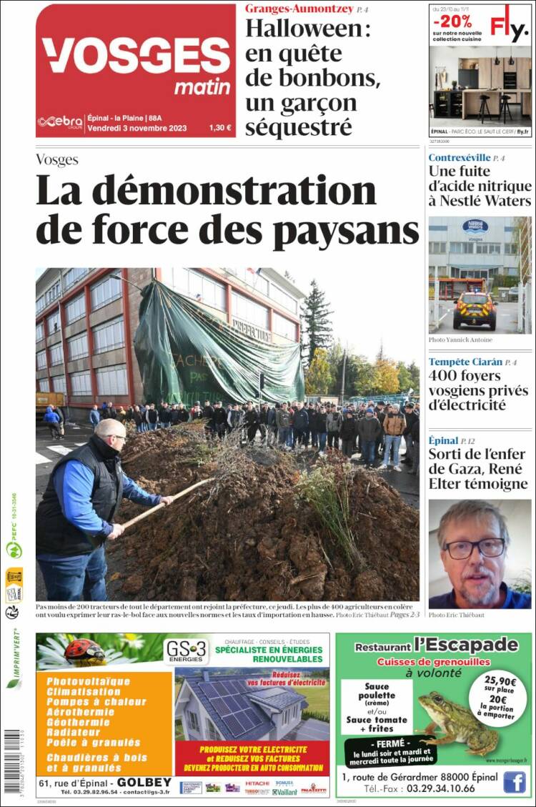 Portada de Vosges Matin (Francia)