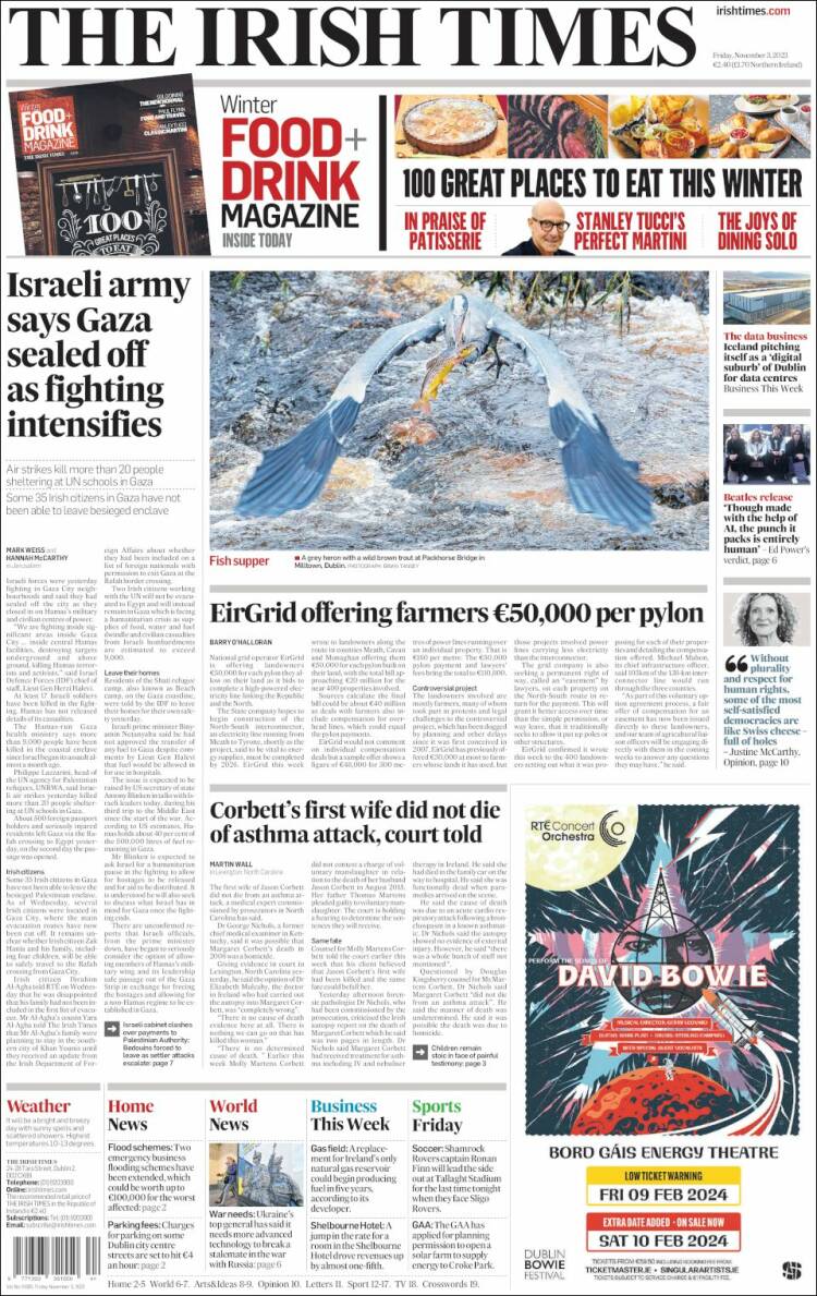Portada de Irish Times (Irlanda)
