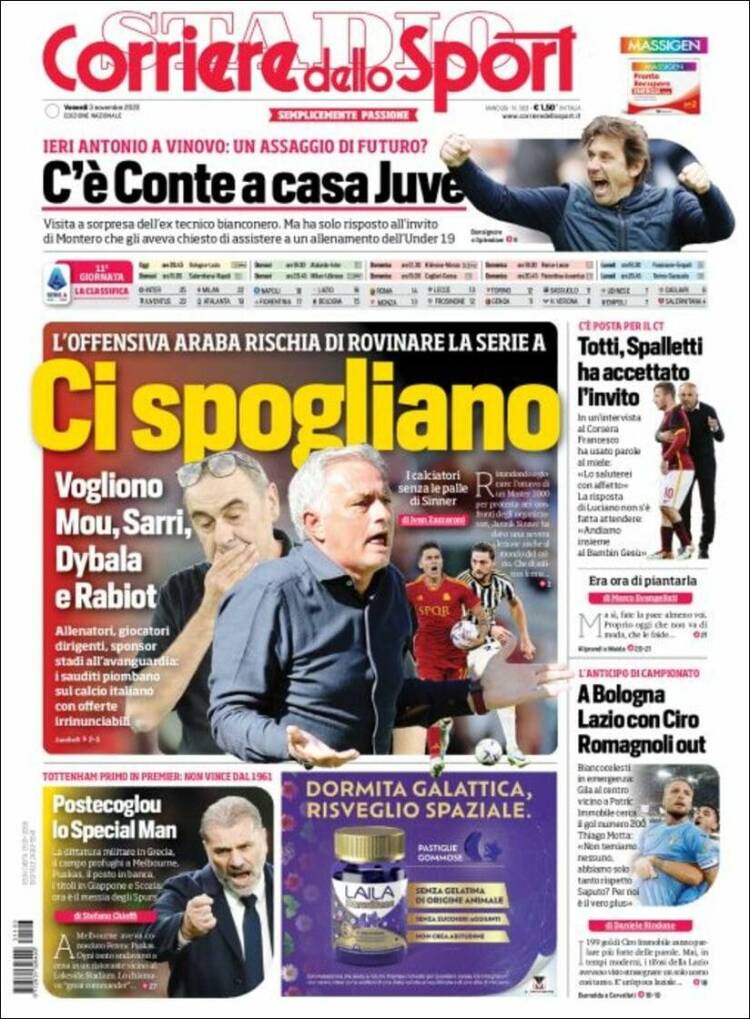 Portada de Corriere dello Sport (Italia)