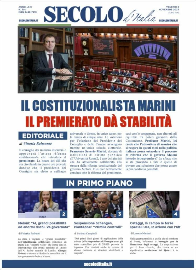 Portada de Secolo d'Italia (Italia)
