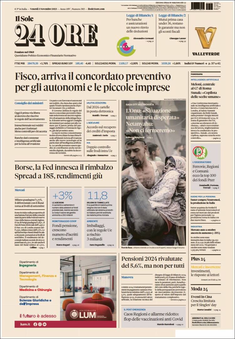 Portada de Il Sole 24 ORE (Italia)