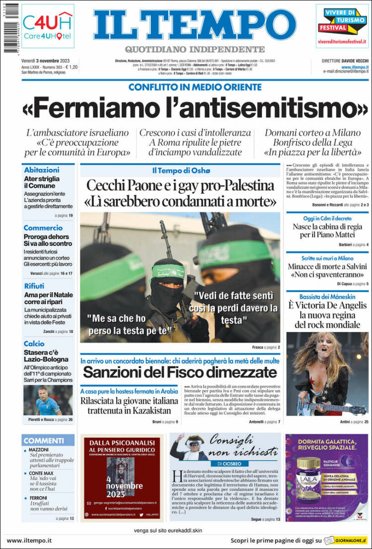 Portada de Il Tempo (Italia)