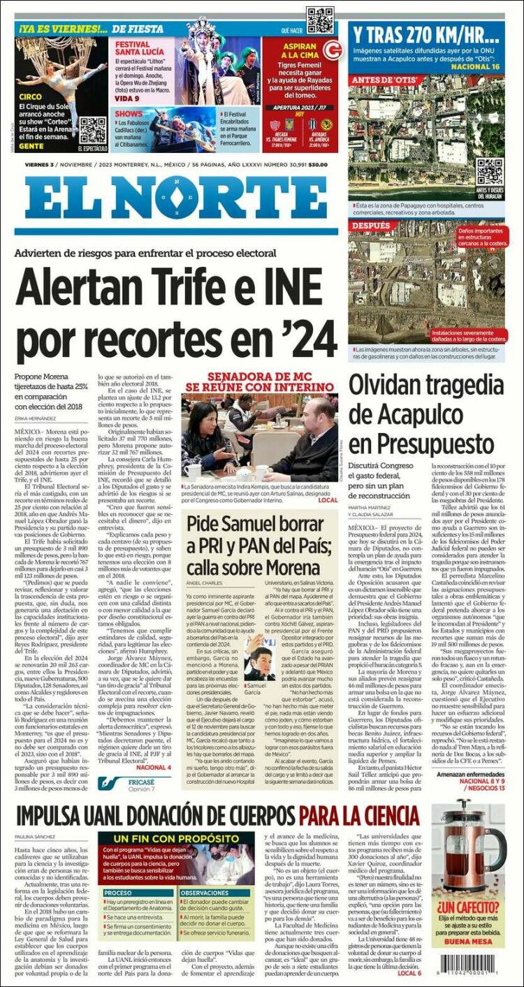 Portada de El Norte (México)