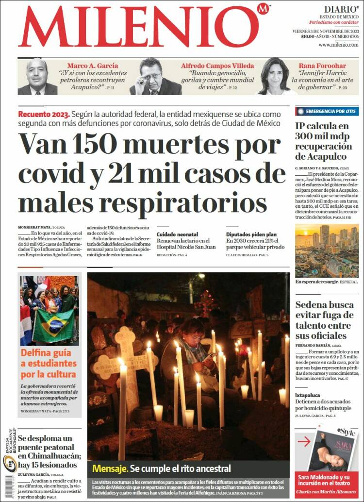 Portada de Milenio - Estado de México (México)