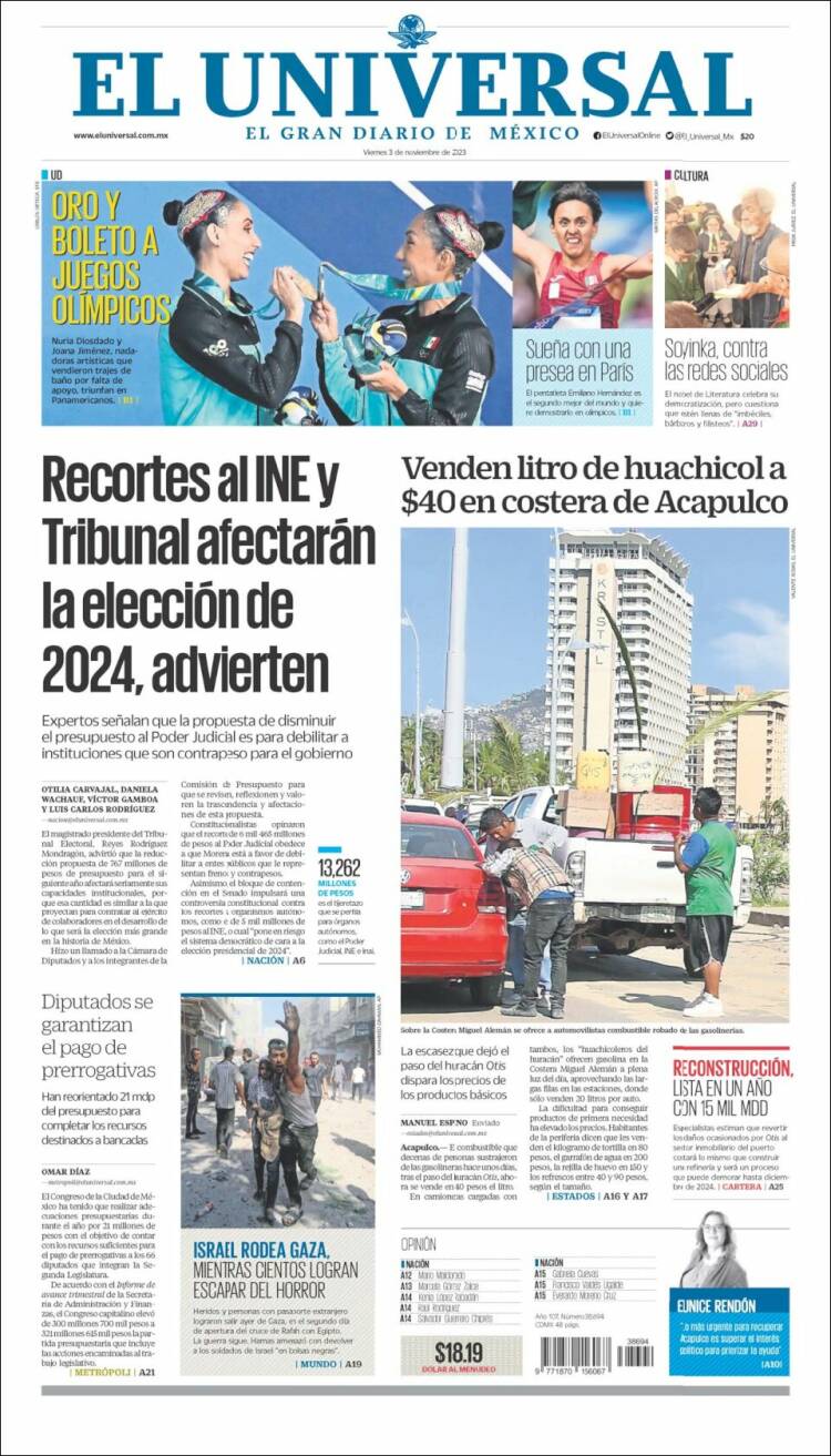 Portada de El Universal (México)