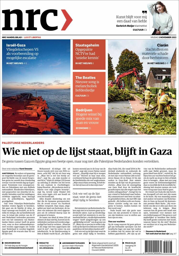 Portada de NRC Handelsblad (Pa&iacute;ses Bajos)