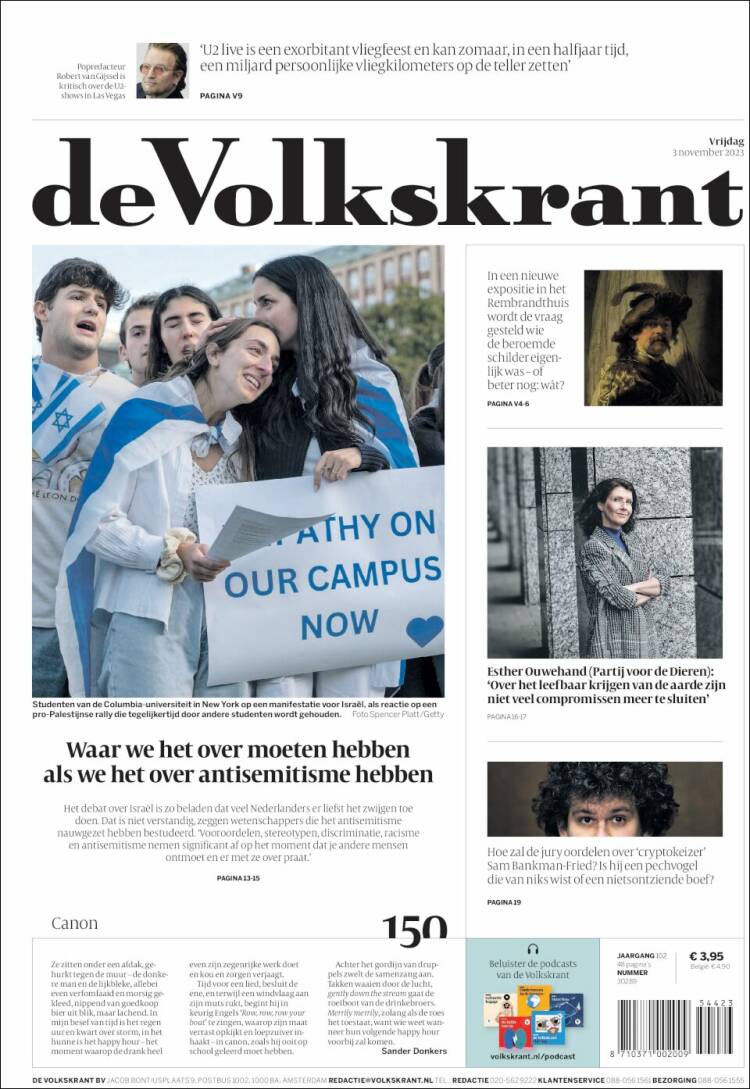 Portada de De Volkskrant (Pa&iacute;ses Bajos)