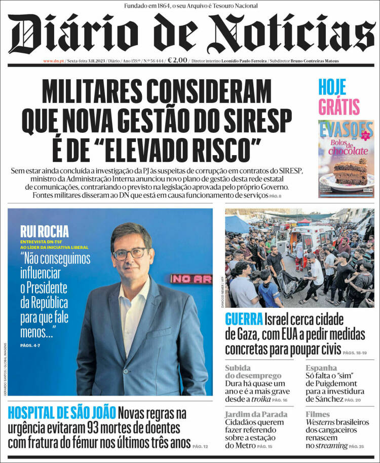 Portada de Diário de Noticias (Portugal)