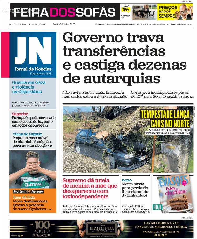 Portada de Jornal de Notícias (Portugal)