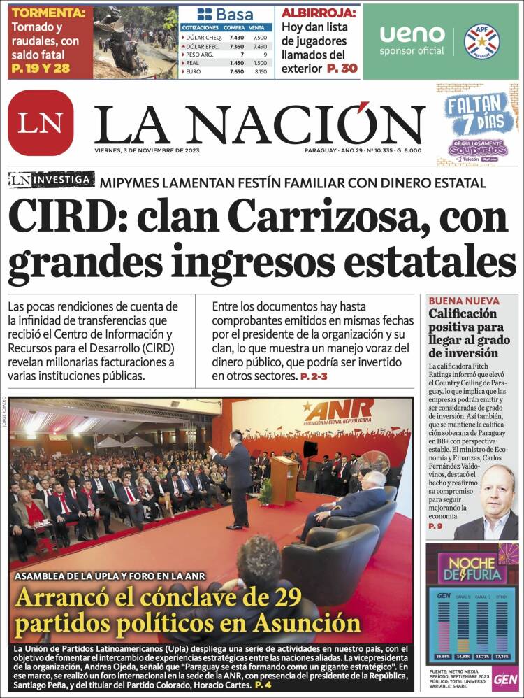 Portada de La Nación (Paraguay)