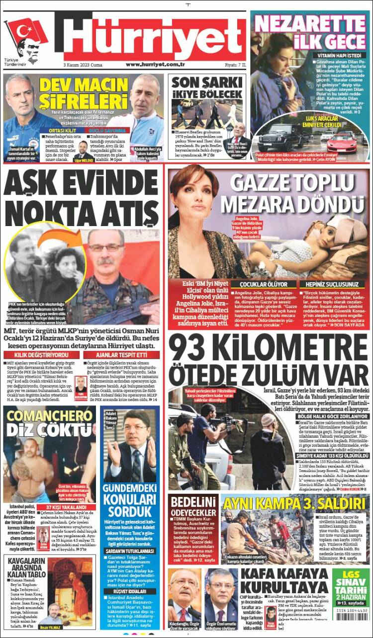 Portada de Hürriyet (Turqu&iacute;a)