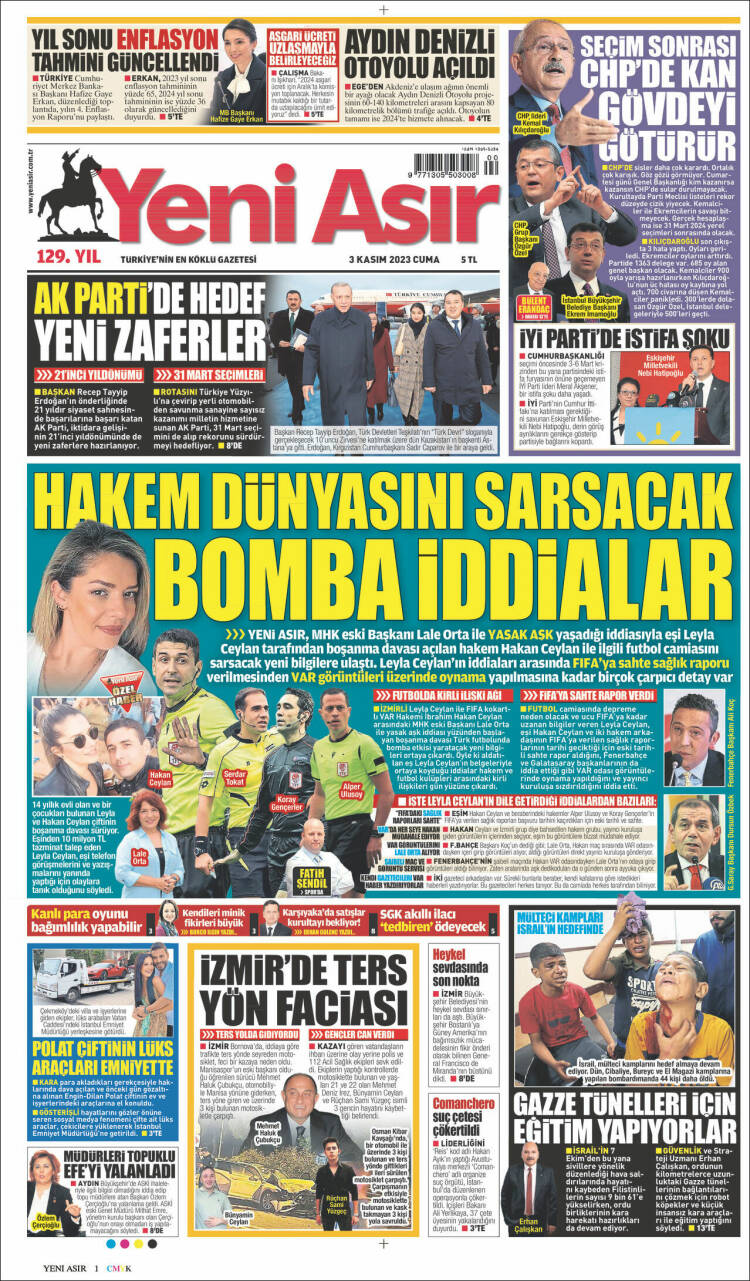 Portada de Yeni Asır (Turqu&iacute;a)
