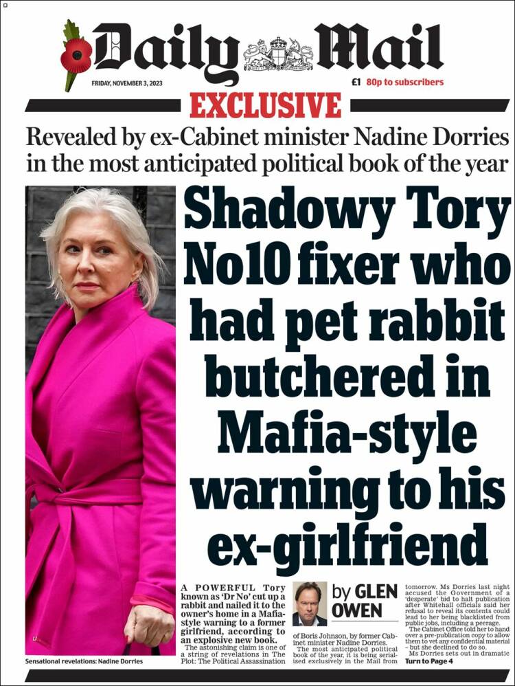 Portada de Daily Mail (Reino Unido)