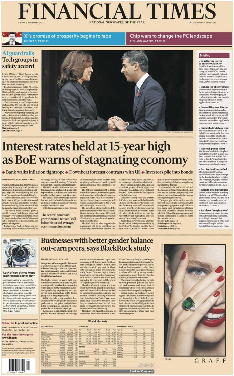 Portada de Financial Times (Reino Unido)