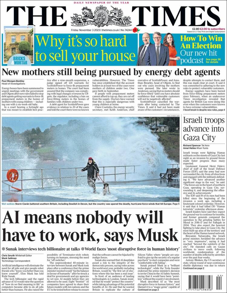 Portada de The Times (Reino Unido)