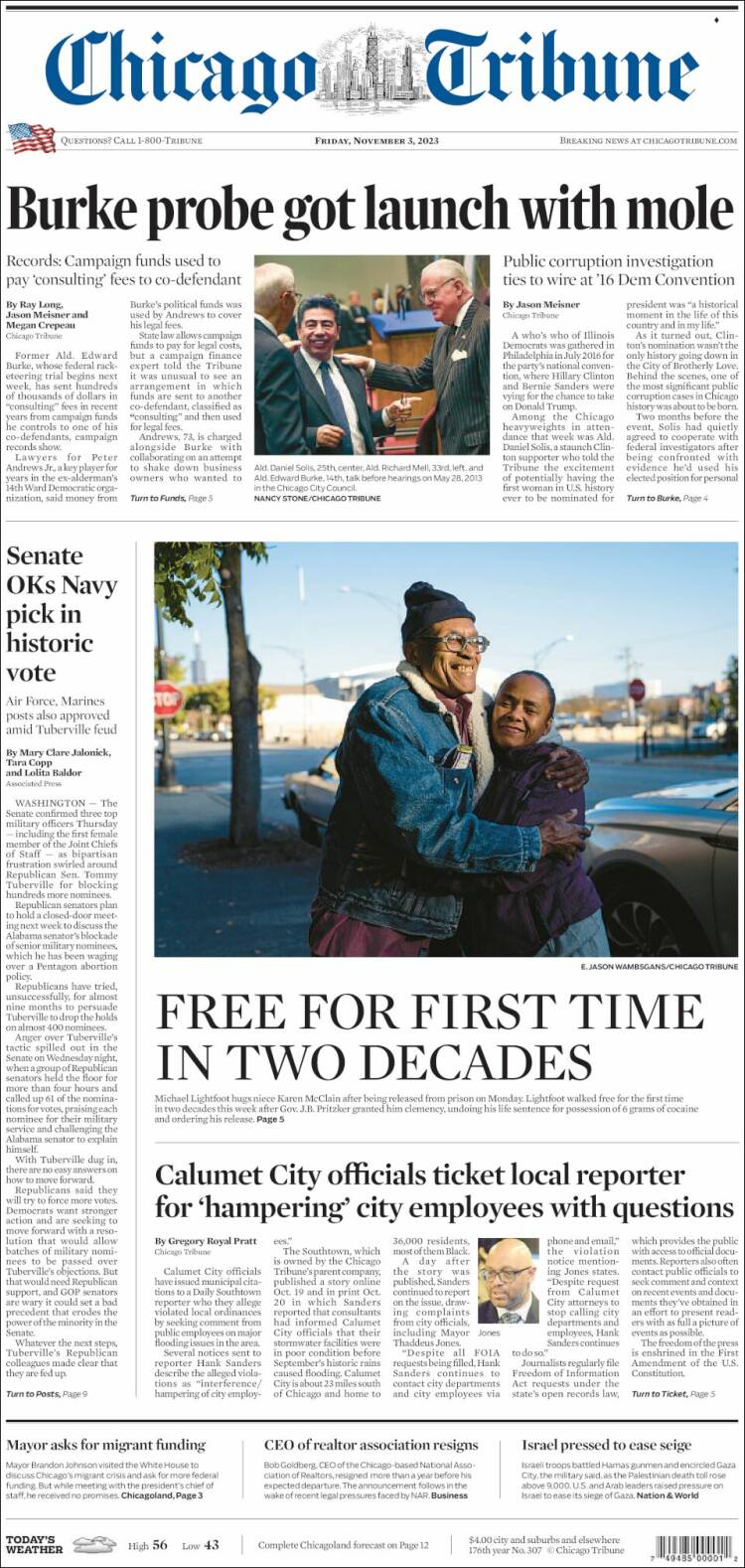 Portada de Chicago Tribune (USA)