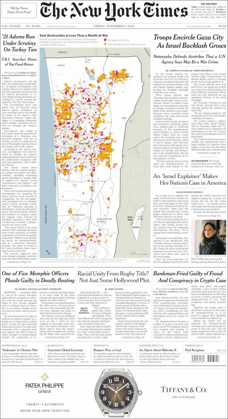 Portada de New York Times (USA)