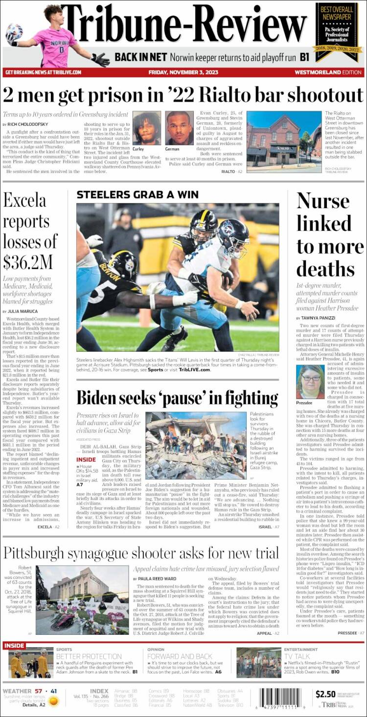 Portada de Tribune-Review (USA)