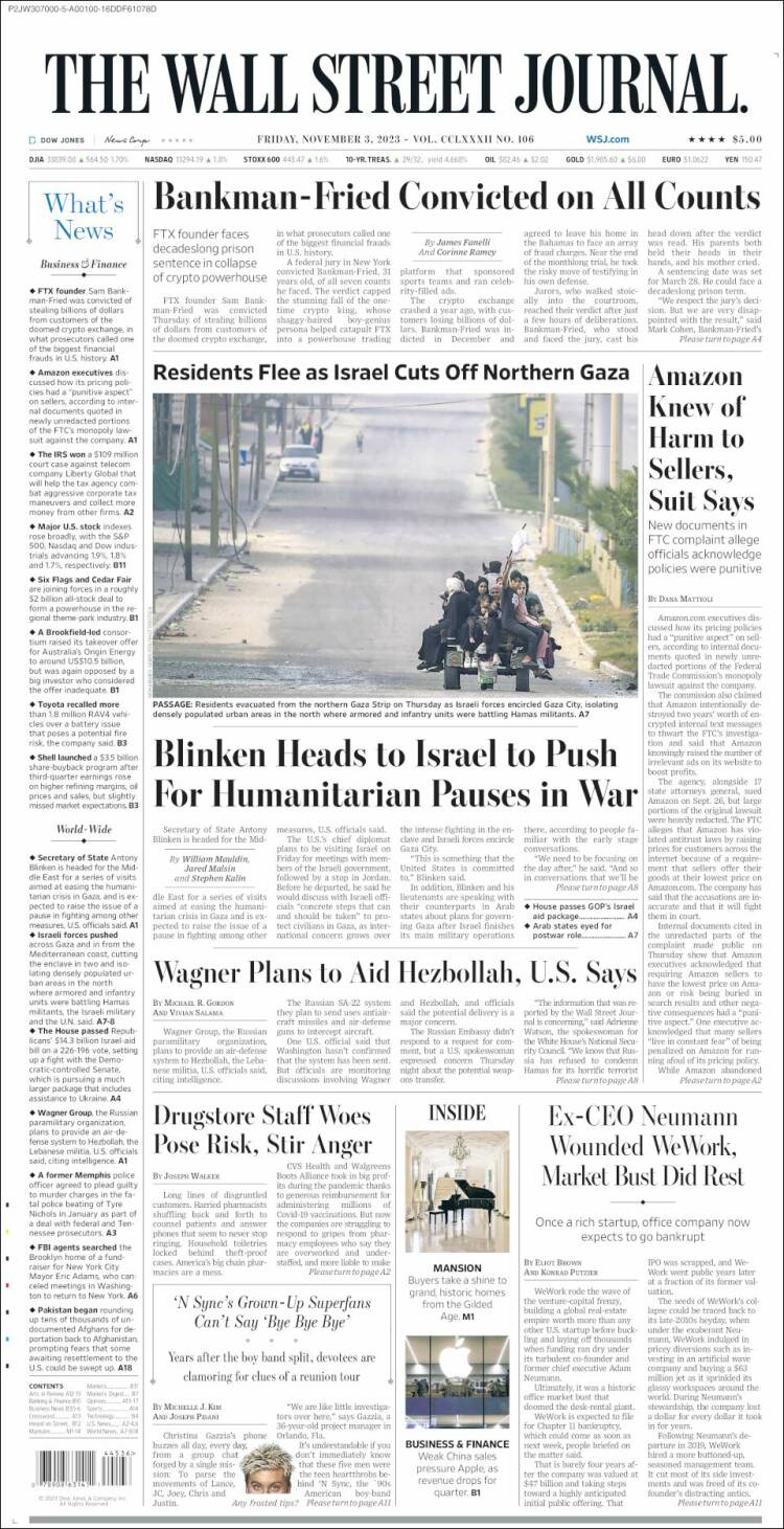 Portada de Wall Street Journal (USA)