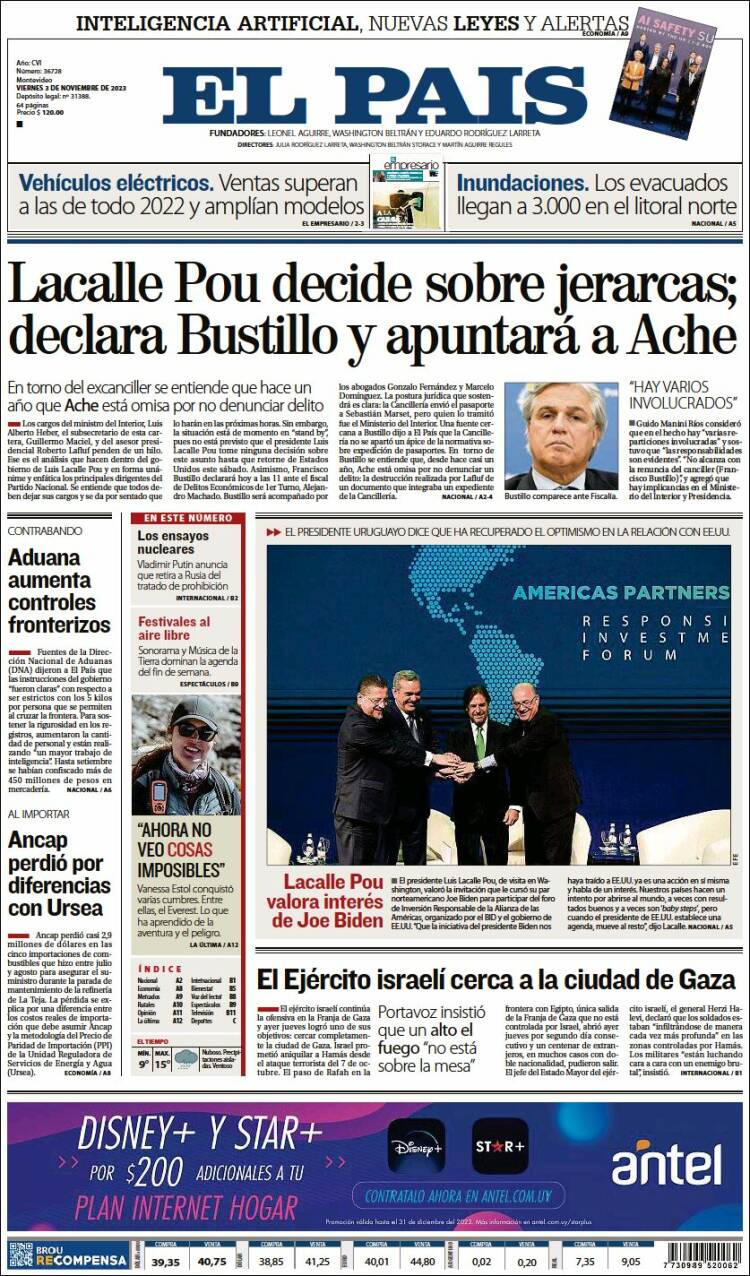 Portada de El País (Uruguay)