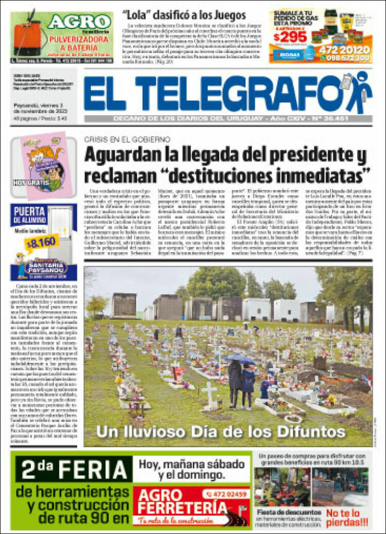 Portada de El Telégrafo (Uruguay)