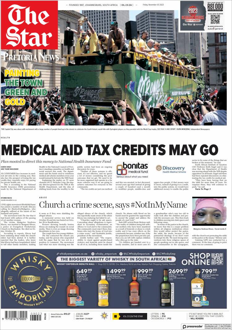 Portada de The Star (South Africa)