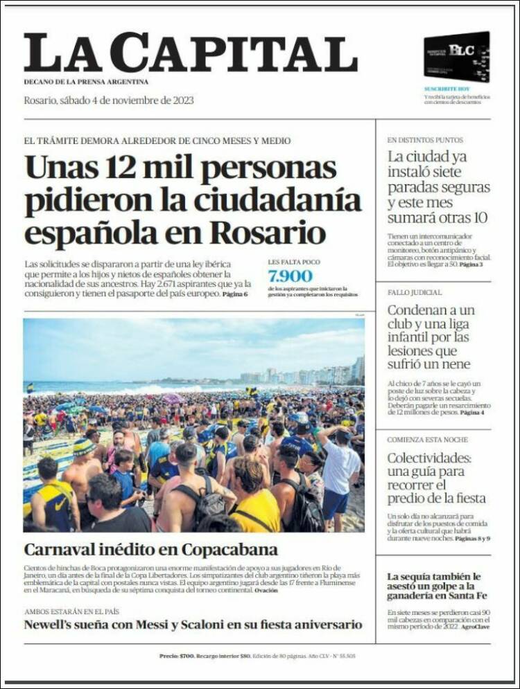 Portada de La Capital - Rosario (Argentina)