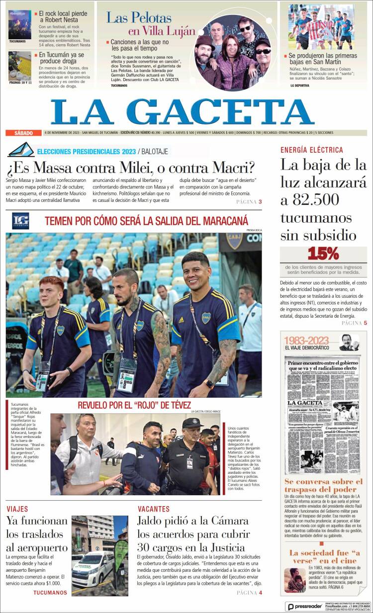 Portada de La Gaceta (Argentina)