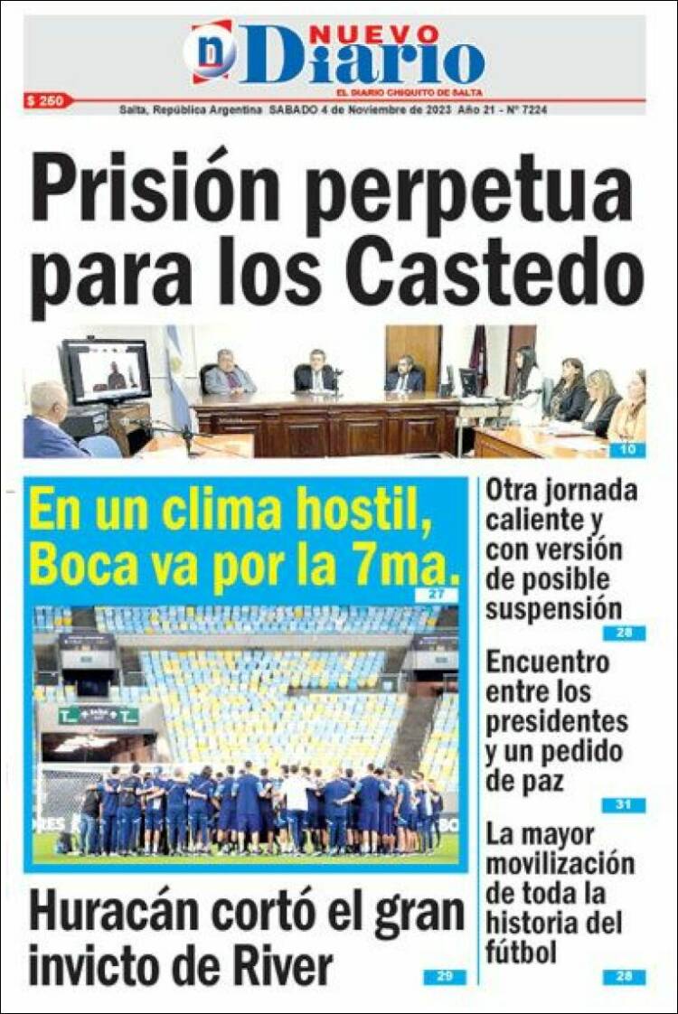 Portada de Nuevo Diario de Salta (Argentina)