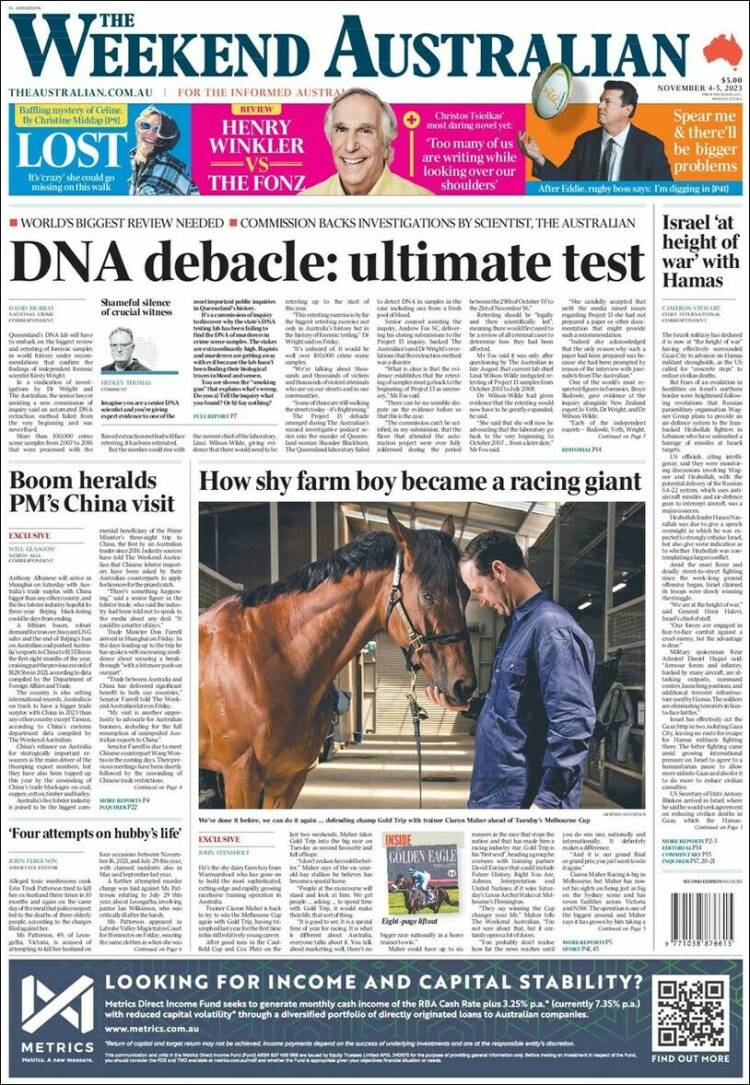 Portada de The Australian (Australia)