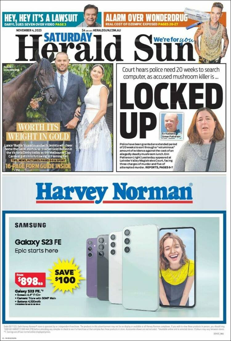 Portada de Herald Sun (Australia)