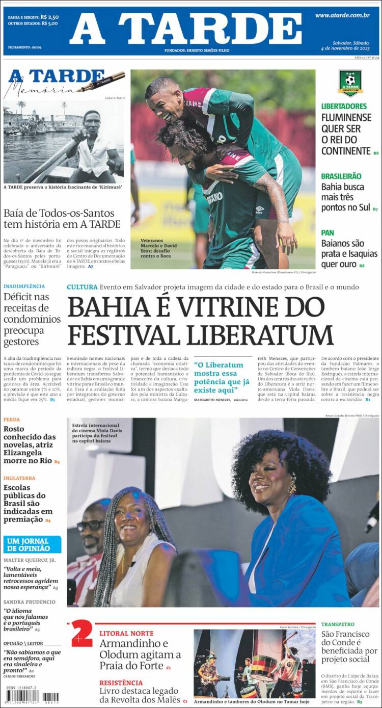 Portada de Diário A Tarde (Brasil)