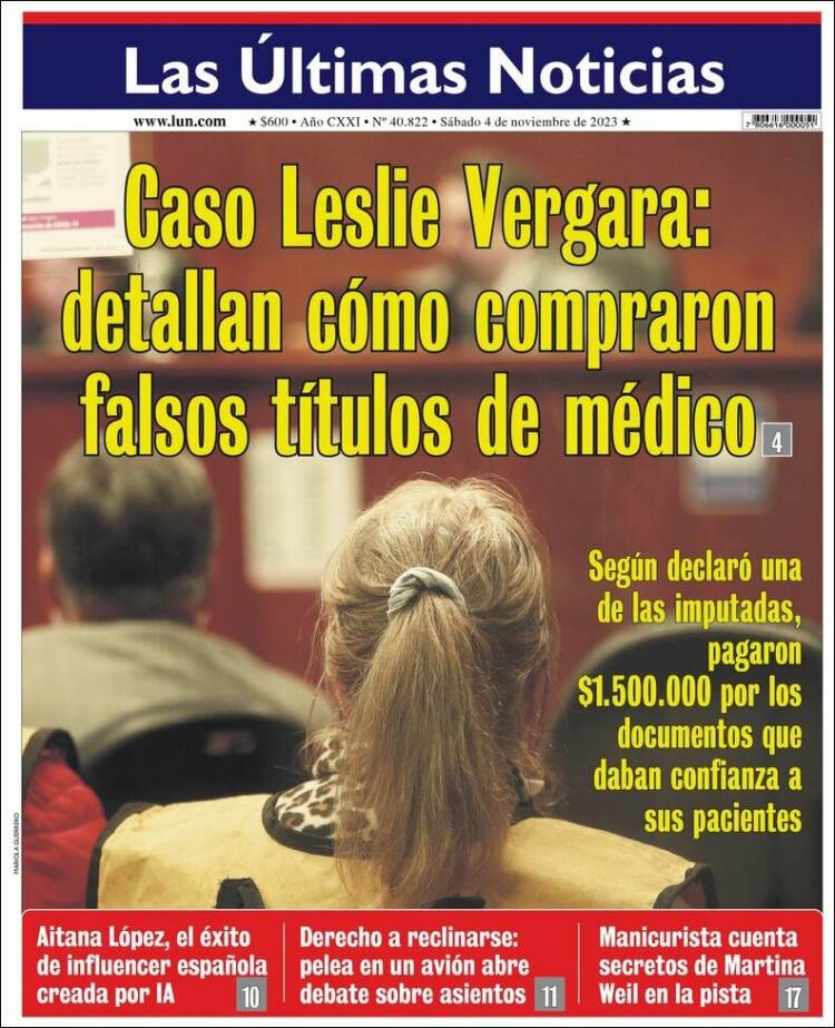 Portada de Las Últimas Noticias (Chile)
