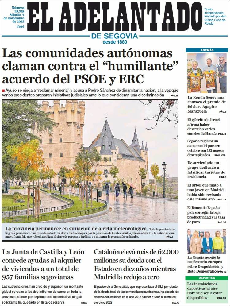 Portada de El Adelantado de Segovia (España)