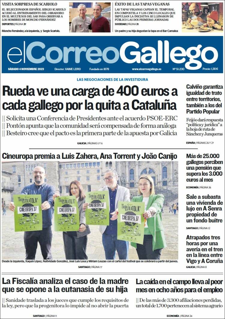 Portada de El Correo Gallego (España)