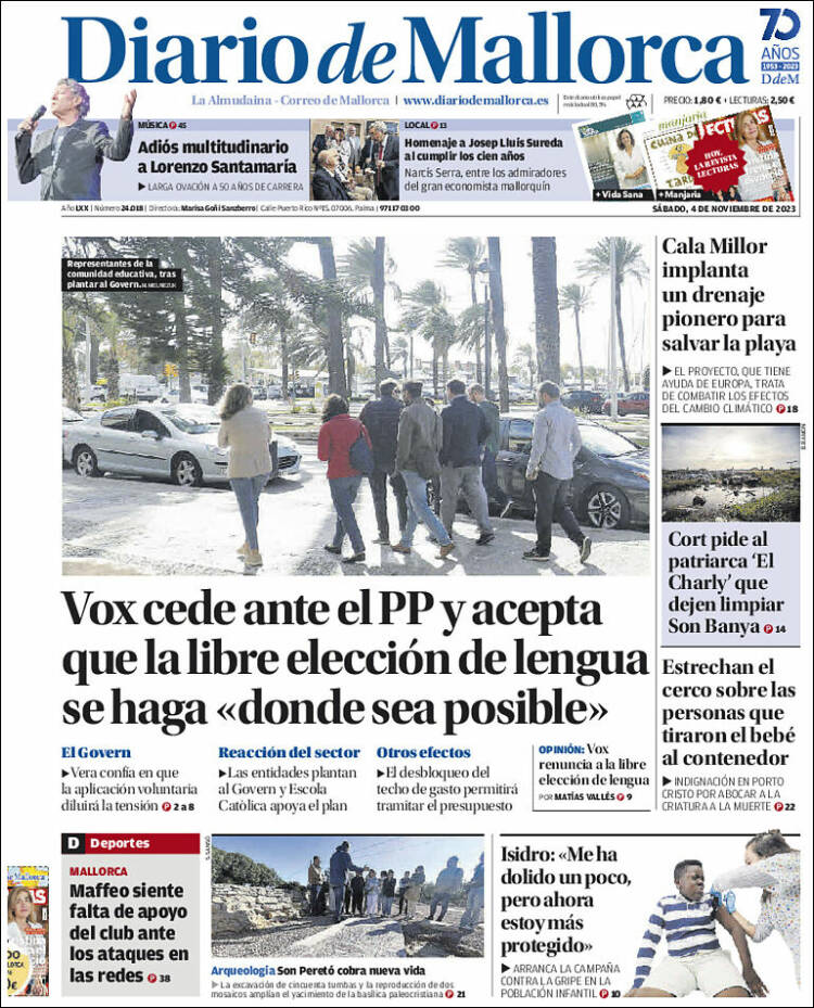 Portada de Diario de Mallorca (España)