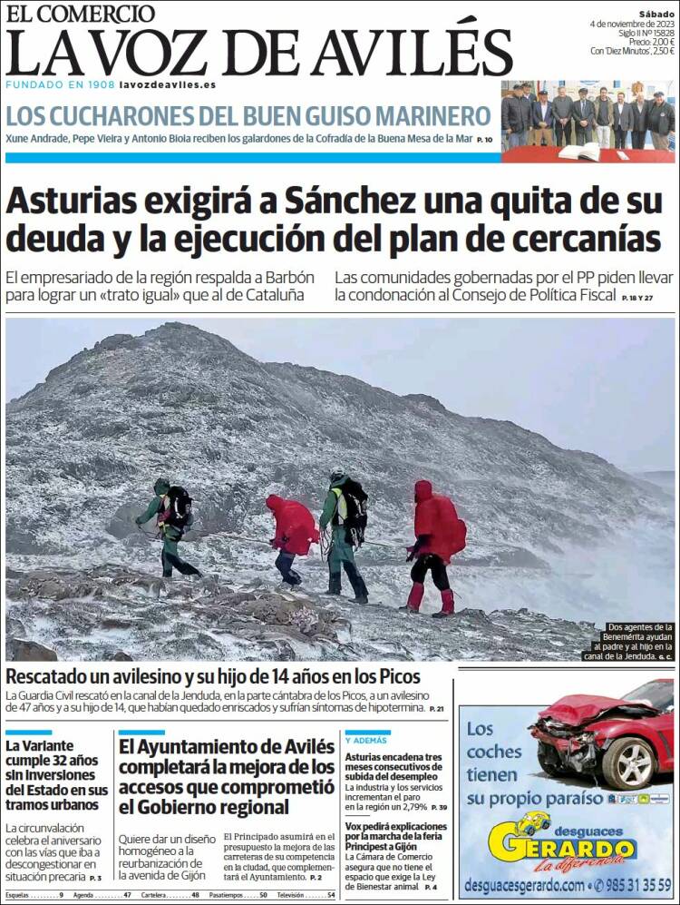 Portada de El Comercio - Avilés (España)