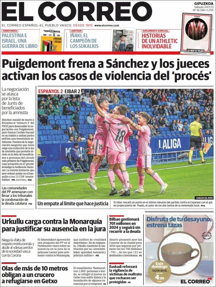 Portada de El Correo - Guipuzcoa (España)