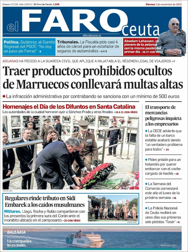Portada de El Faro de Ceuta (España)