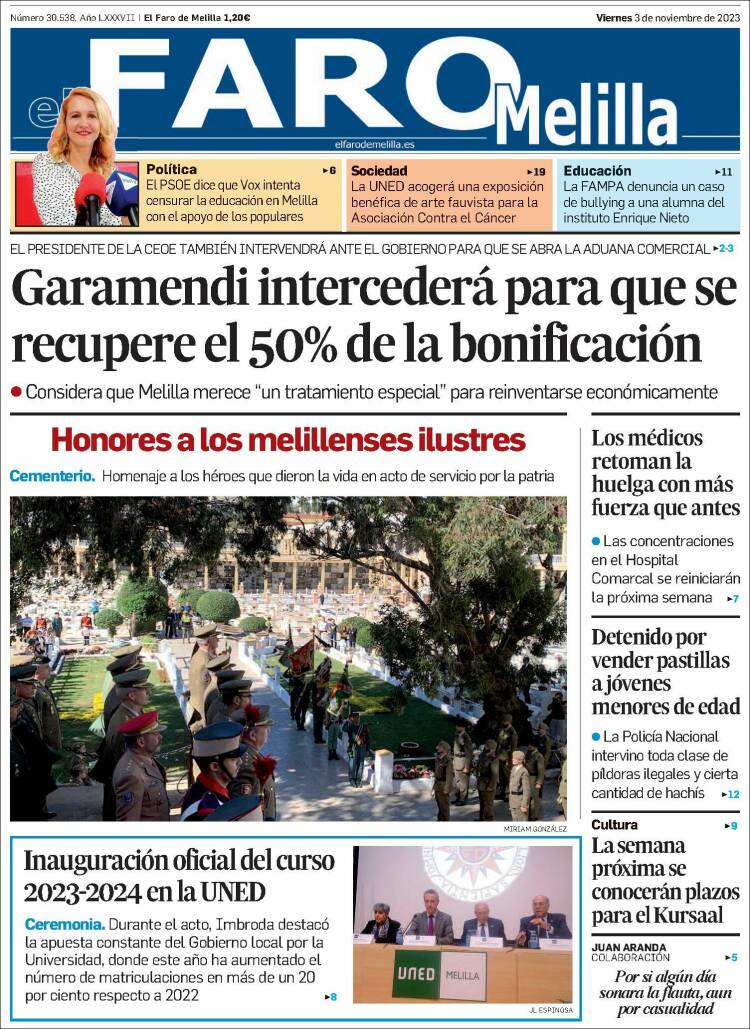 Portada de El Faro de Melilla (España)