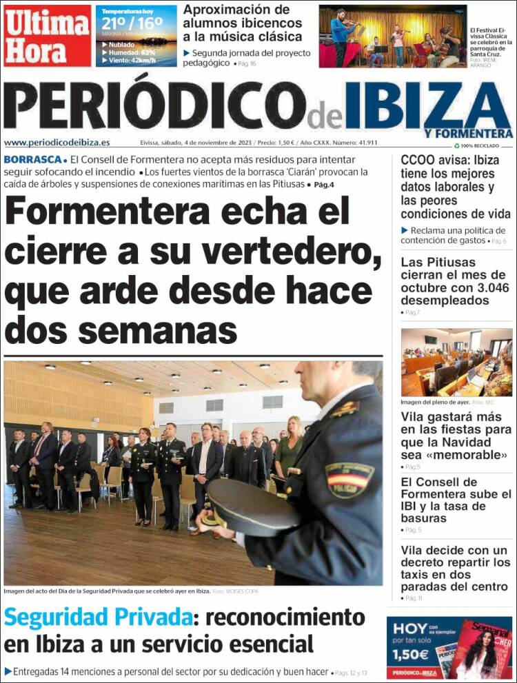 Portada de Periódico de Ibiza (España)